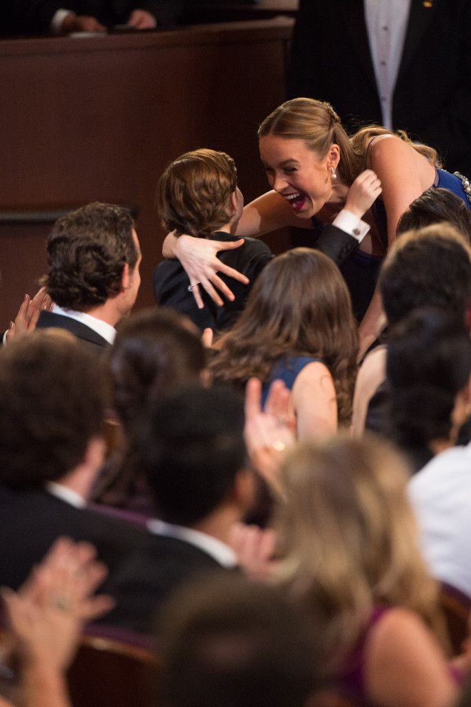 Brie Larson reacts to winning the Oscar® for Performance by an actress in a leading role, for work on “Room??? during the live ABC Telecast of The 88th Oscars® at the Dolby® Theatre in Hollywood, CA on Sunday, February 28, 2016.