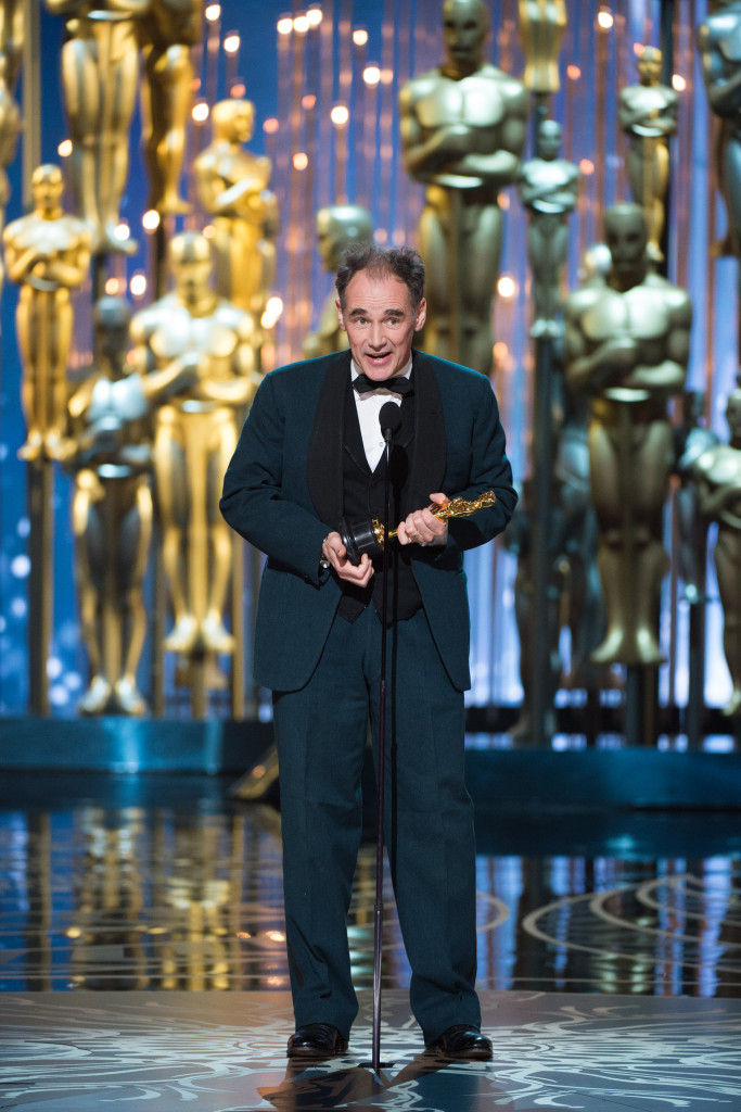 Mark Rylance accepts the Oscar® for Performance by an actor in a supporting role, for his role in “Bridge of Spies??? during the live ABC Telecast of The 88th Oscars® at the Dolby® Theatre in Hollywood, CA on Sunday, February 28, 2016.