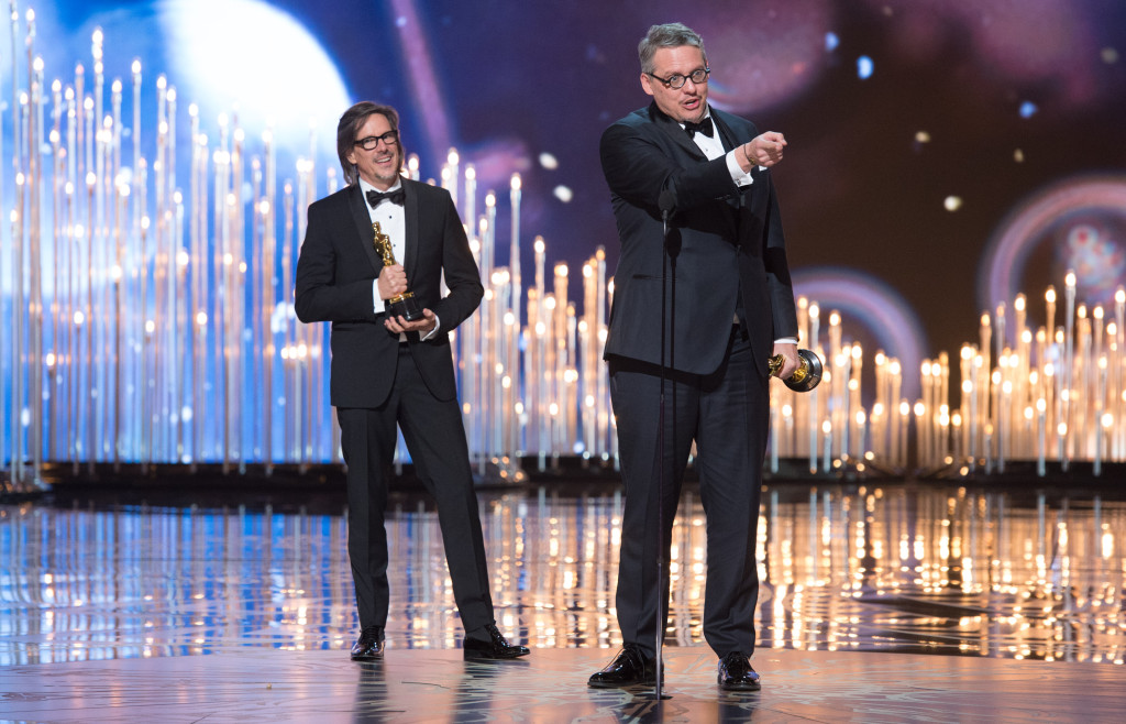 Charles Randolph and Adam McKay accept the Oscar® for Adapted screenplay, for work on “The Big Short??? during the live ABC Telecast of The 88th Oscars® at the Dolby® Theatre in Hollywood, CA on Sunday, February 28, 2016.